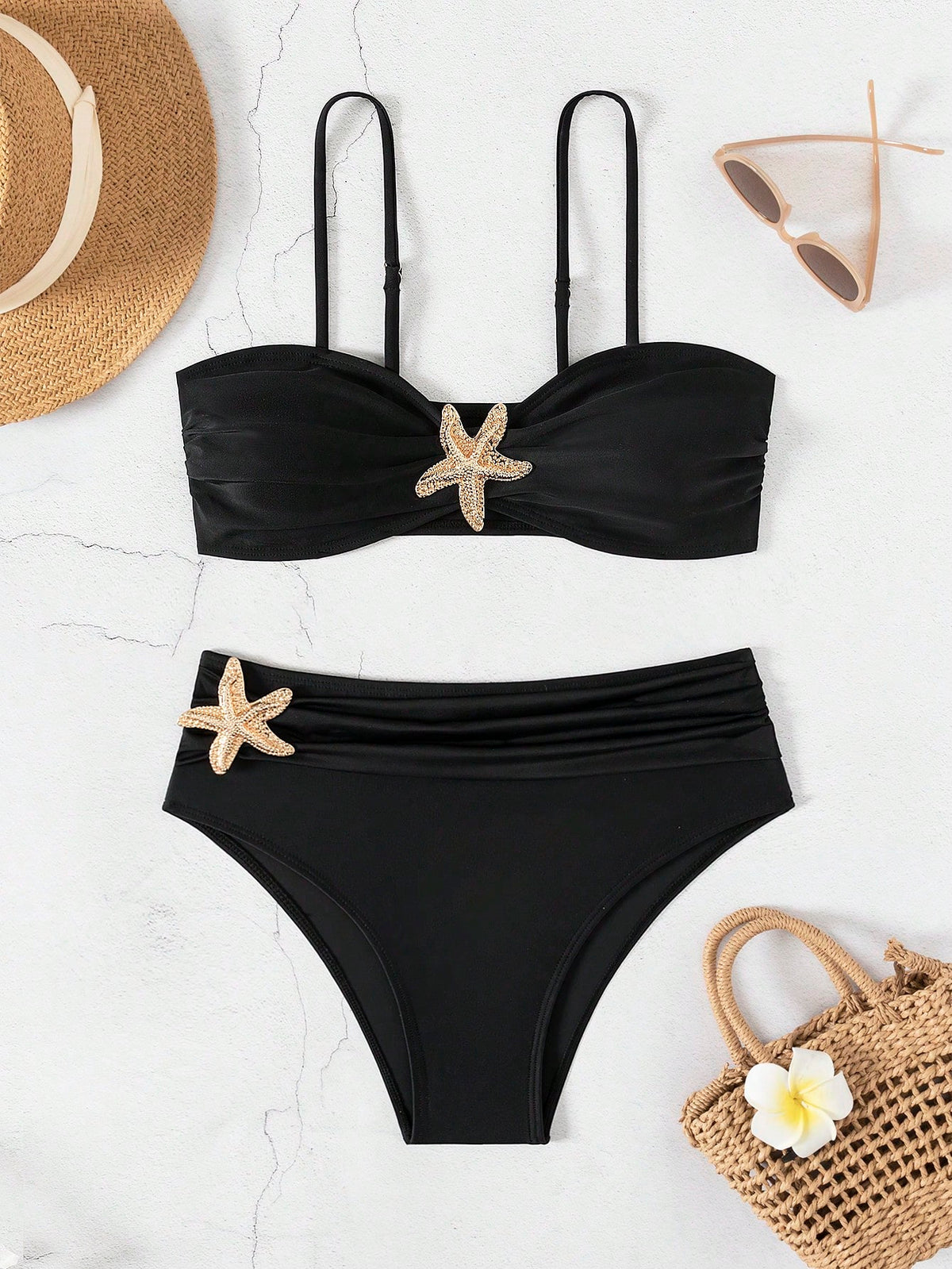 Novo Design de Nicho, Cor Sólida, Sexy, Emagrecedor, Que Cobre a Barriga, Fashion com Acessórios, Split de Férias, Elegante e Fashion Maiô Bikini de Duas Peças, Festa de Praia Feminina, Maiôs Vendendo Muito
