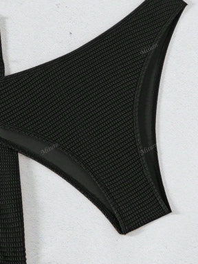 3 Peças Novo Conjunto de Maiô Bikini Fashion Sexy Cor Sólida em Marrom, Para Praia de Verão para Mulheres, Conjunto de Sutiã de Alça e Parte Inferior de Maiô Bikini