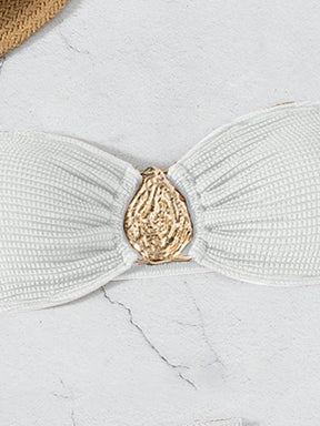 3 Peças Novo Conjunto de Maiô Bikini Fashion Sexy Cor Sólida em Marrom, Para Praia de Verão para Mulheres, Conjunto de Sutiã de Alça e Parte Inferior de Maiô Bikini