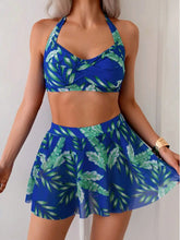 Conjunto de biquíni com estampa tropical e saia Cover Up 2 Piece Swimsuit