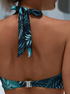 Conjunto de biquíni com estampa tropical e saia Cover Up 2 Piece Swimsuit