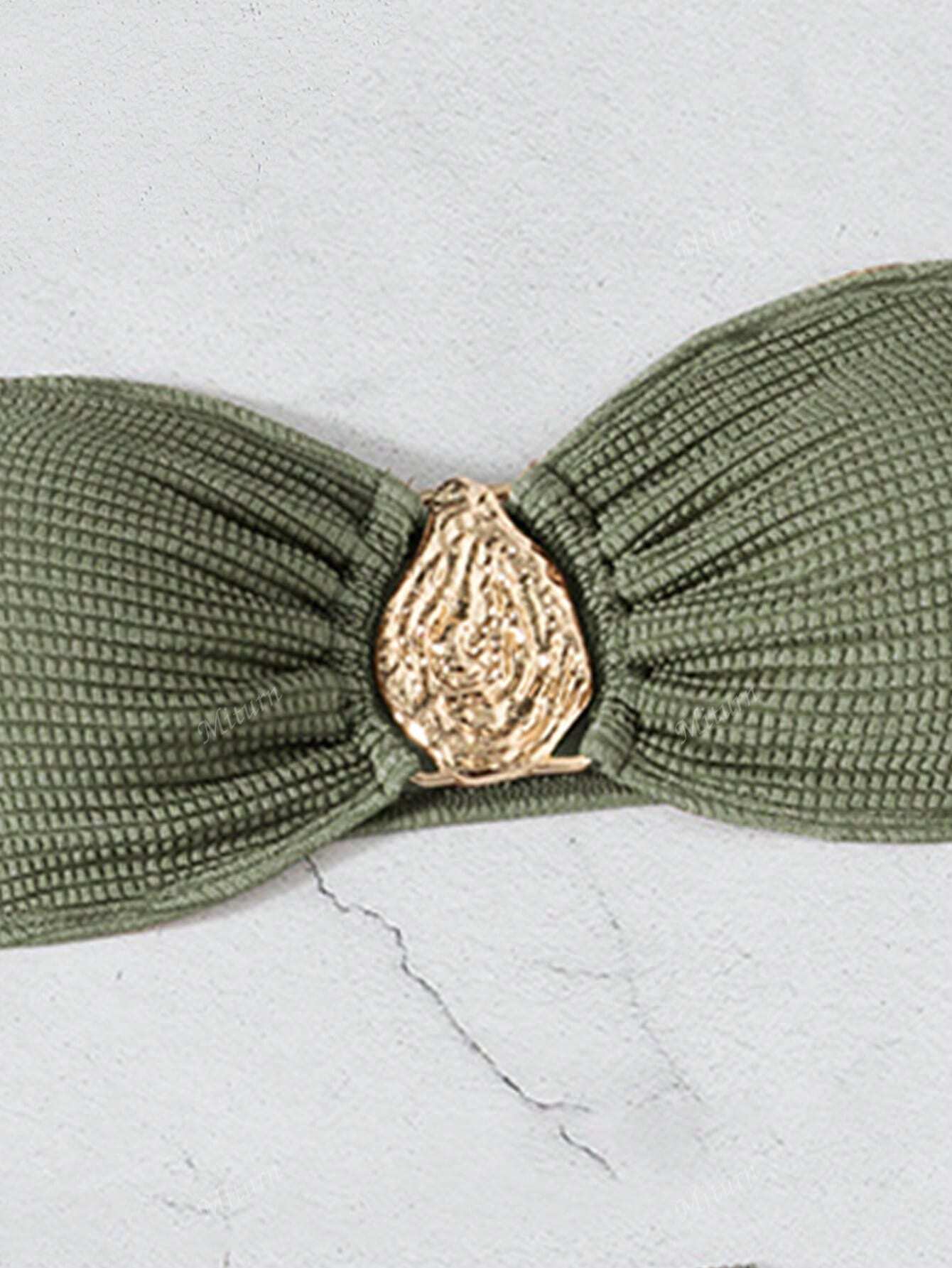 3 Peças Novo Conjunto de Maiô Bikini Fashion Sexy Cor Sólida em Marrom, Para Praia de Verão para Mulheres, Conjunto de Sutiã de Alça e Parte Inferior de Maiô Bikini