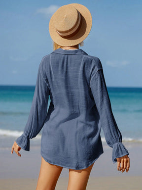 SHEIN Swim Sólido Botão Frontal Conjunto De Cobertura