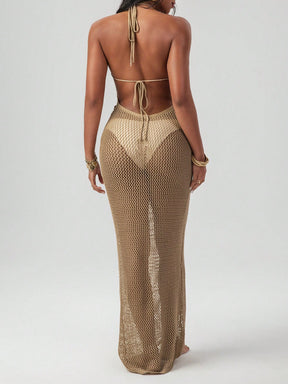 Swim Chiccia Vestido Crochê Backless SHEINxMelMaia Feminino