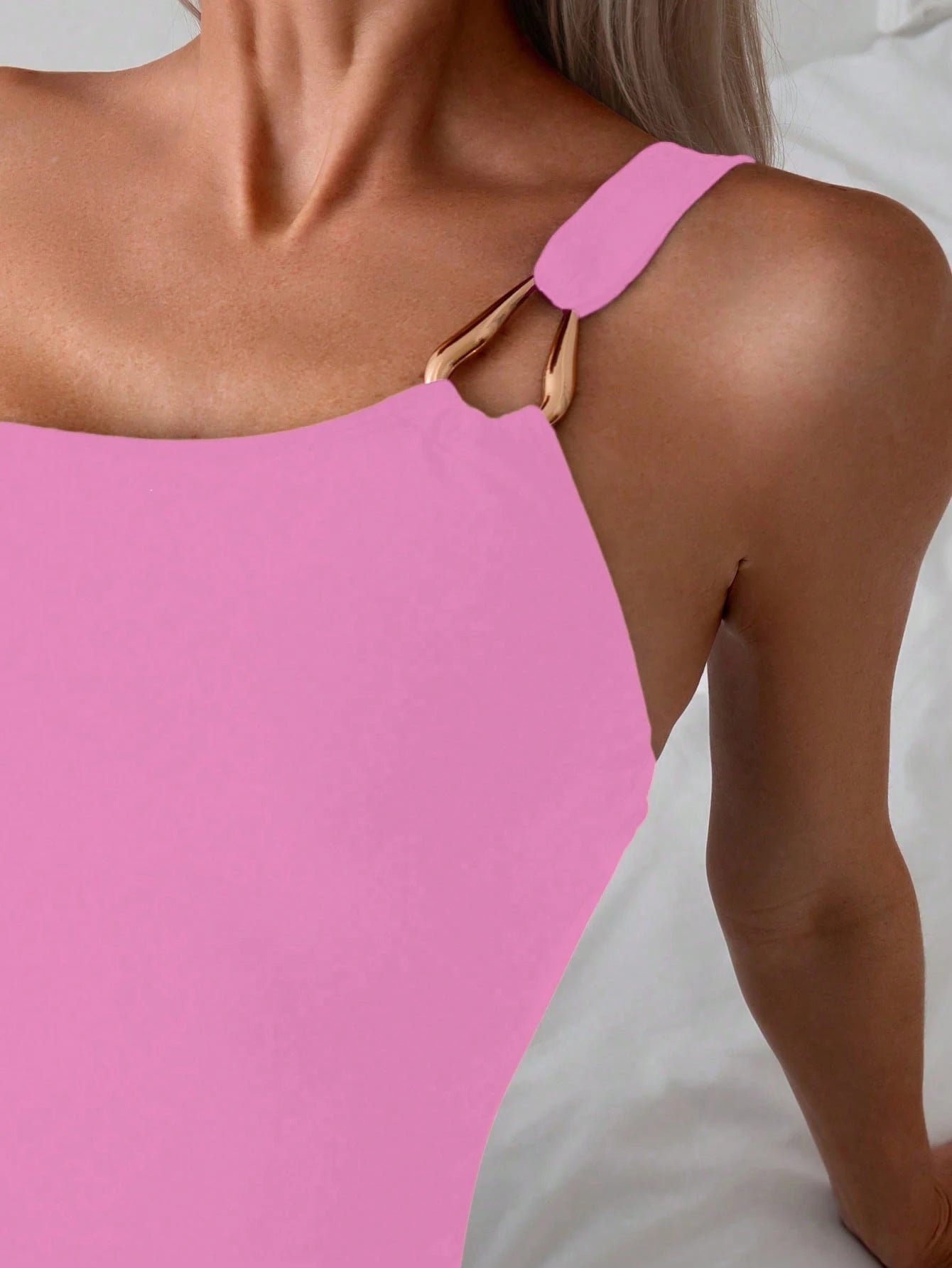 Swim Basics Maiô De Uma Peça Com Um Ombro Ajustado, Cor Sólida, Para Verão, Praia, Natação, Férias