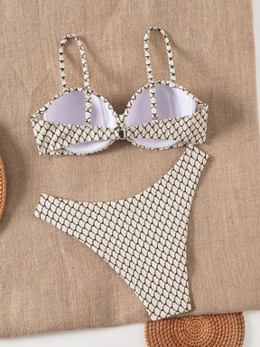 Swim Lushoire Mulheres 2 peças Conjunto de Maiô Bikini Push Up de Tecido Texturizado, Roupa de Praia e Férias de Verão