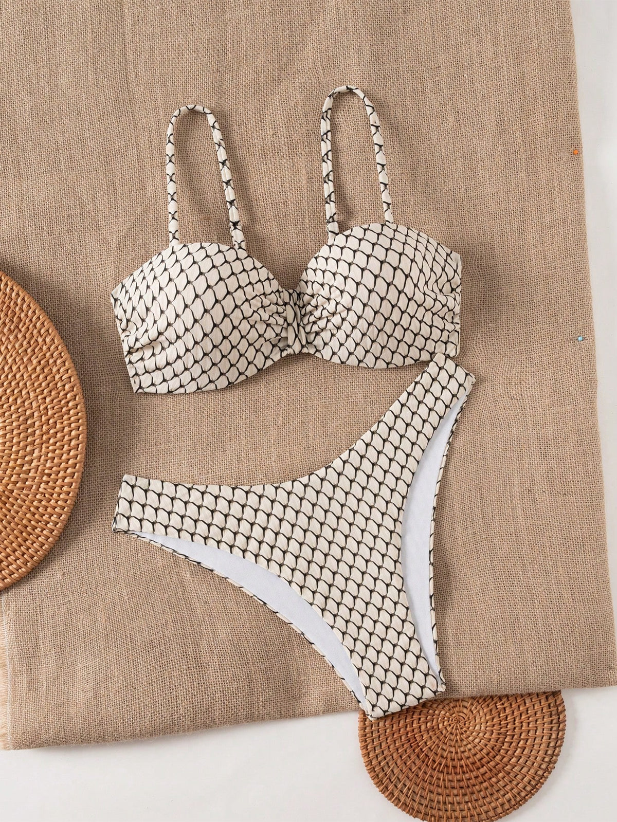 Swim Lushoire Mulheres 2 peças Conjunto de Maiô Bikini Push Up de Tecido Texturizado, Roupa de Praia e Férias de Verão