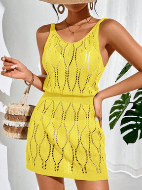 Swim Vcay Vestidos de Praia para Mulheres, Decote Redondo, Costas Descubertas, Cor Sólida, Casual, Capa para o Verão