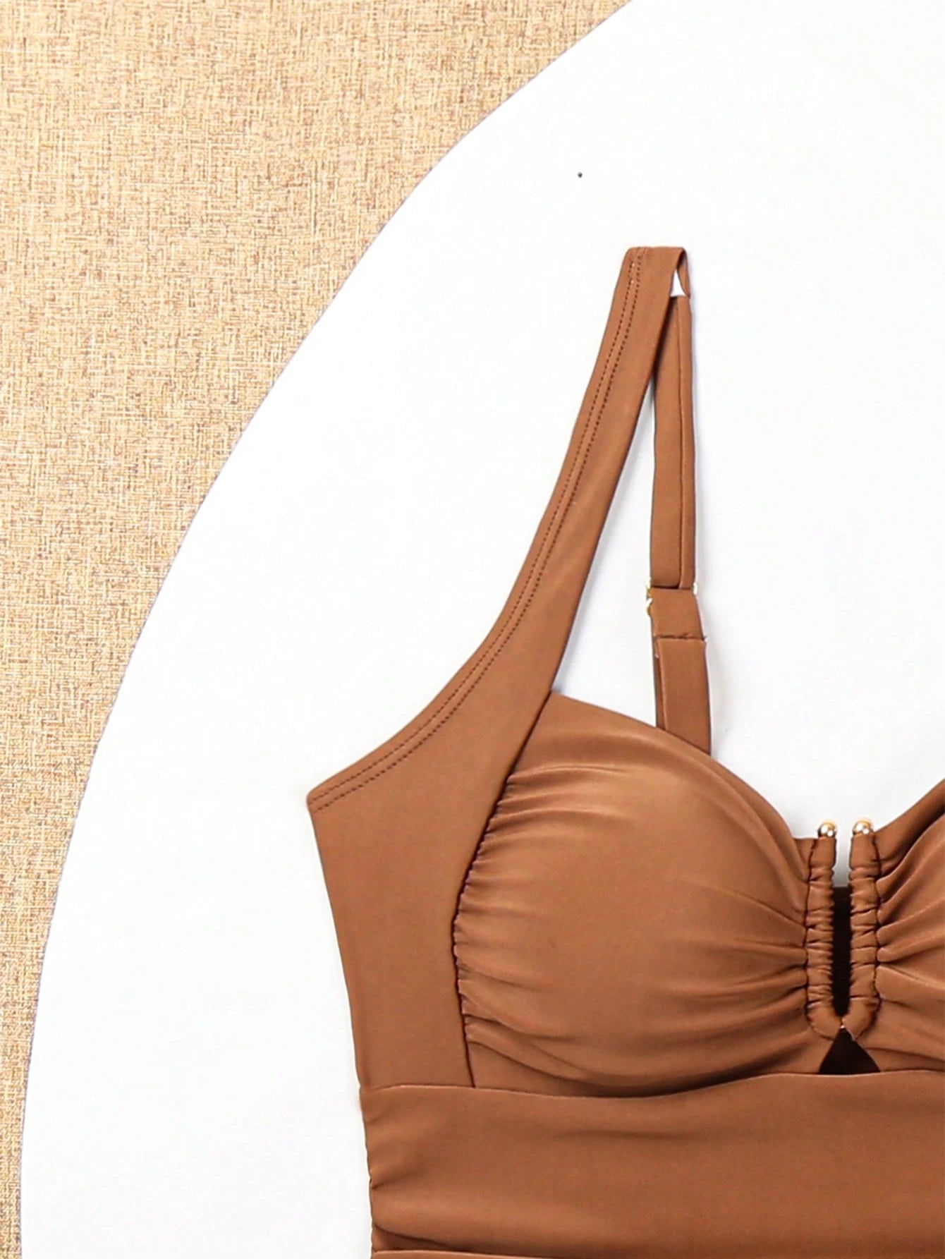 Swim Lushoire Conjuntos de Roupa de Praia Feminina, Colete, Camisole, Maiô Bikini, Elegante Estilo Retrô Férias 2 Peças, Decoração de Metal, Roupa de Praia de Verão