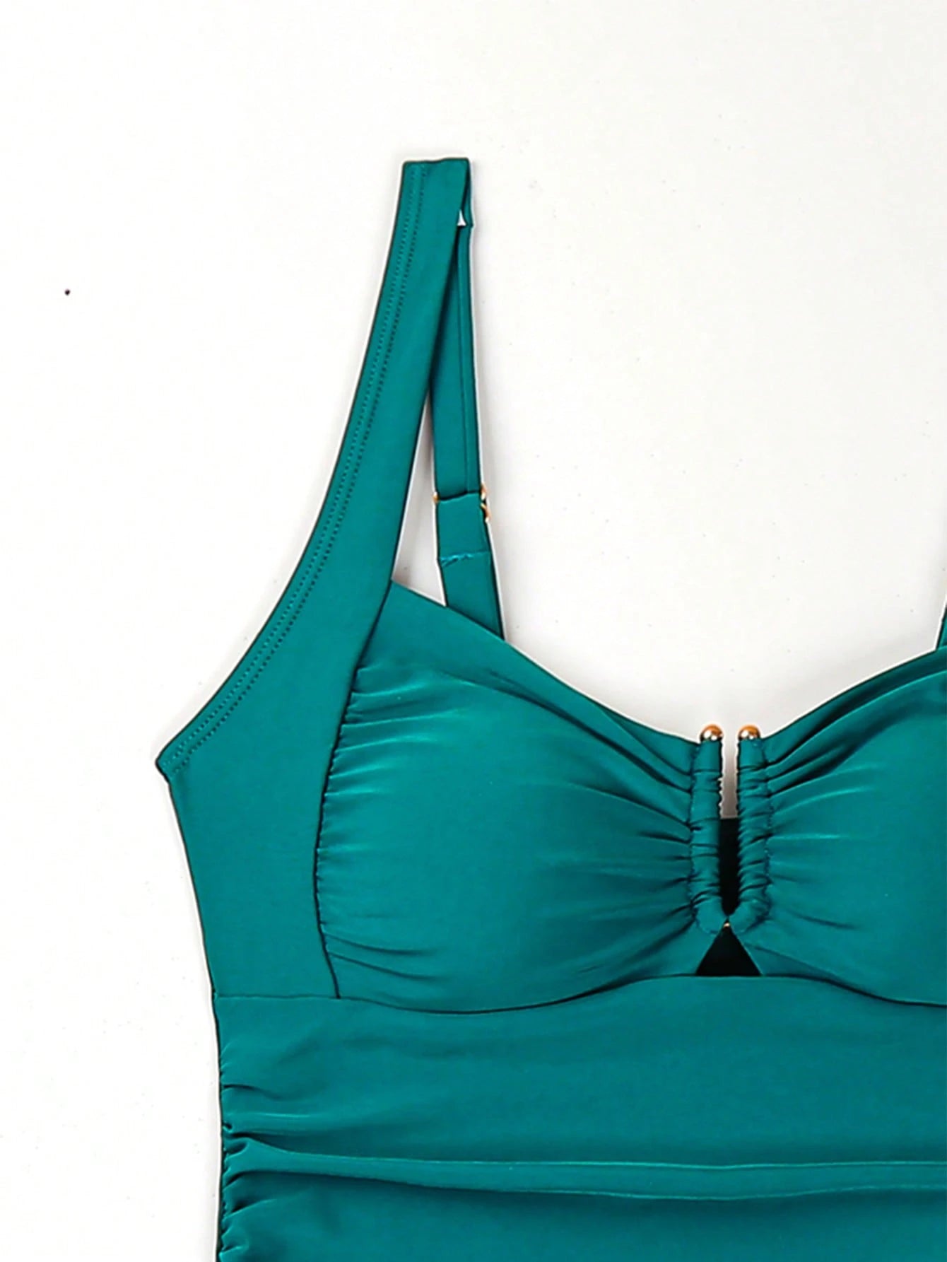 Swim Lushoire Conjuntos de Roupa de Praia Feminina, Colete, Camisole, Maiô Bikini, Elegante Estilo Retrô Férias 2 Peças, Decoração de Metal, Roupa de Praia de Verão