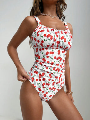Swim Vcay Maiô Estampado com Plantas Tropicais para Mulheres