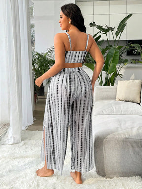 Swim Vcay Conjunto de Maiô Bikini com Três Peças Tie Dye Aleatório Tamanho Plus Size para Praia de Verão