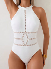 Swim Lushoire Maiô De Uma Peça Feminino Com Pescoço De Halter Delicado E Vazado Para Verão, Praia, Natação E Férias