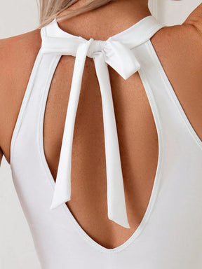 Swim Lushoire Maiô De Uma Peça Feminino Com Pescoço De Halter Delicado E Vazado Para Verão, Praia, Natação E Férias