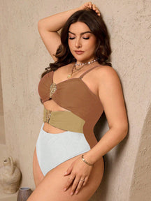 Swim Lushoire Maiô Reforçado Para Verão Feminino, Cor Única, Decote Nas Costas, Sensual