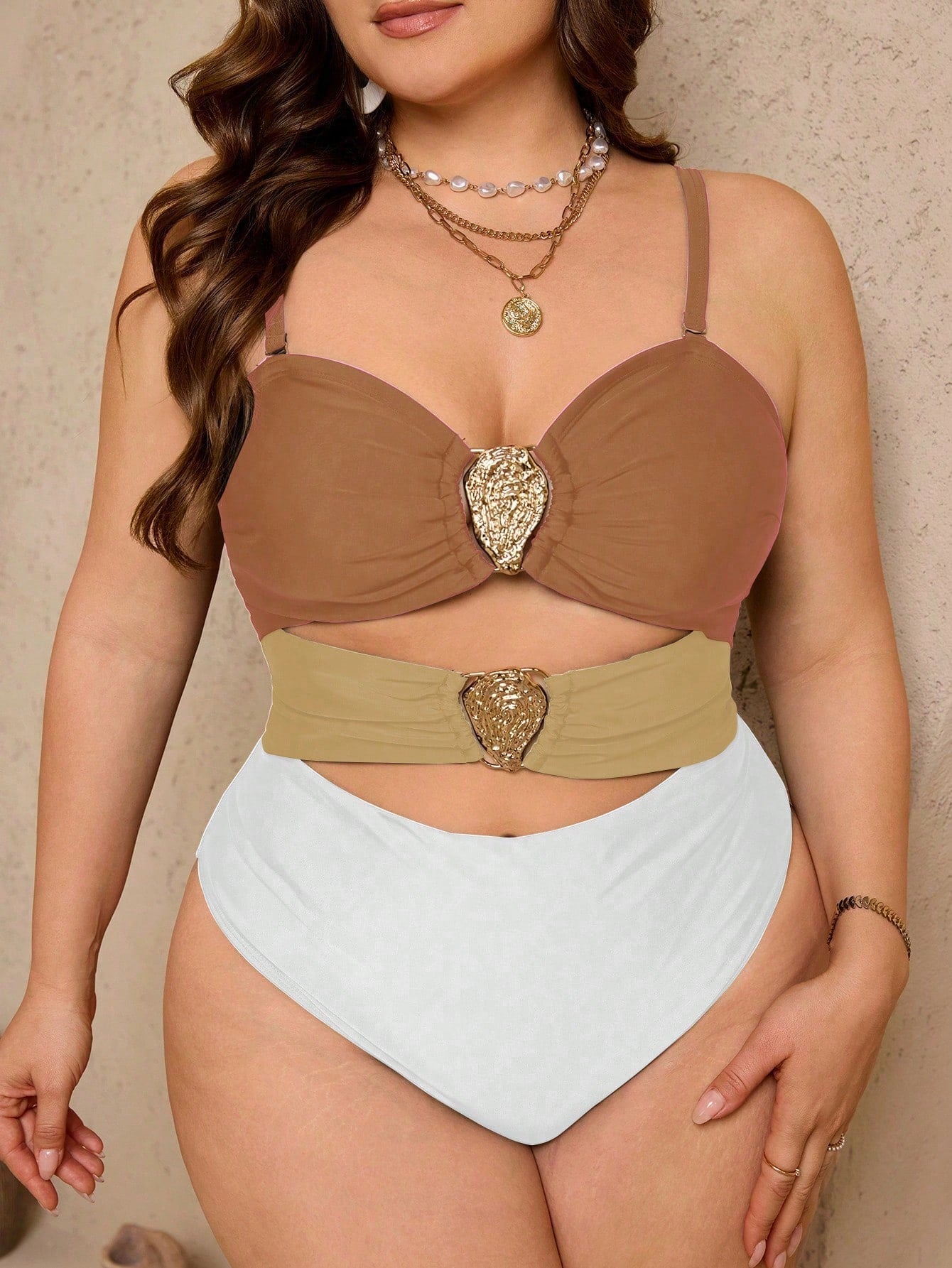 Swim Lushoire Maiô Reforçado Para Verão Feminino, Cor Única, Decote Nas Costas, Sensual