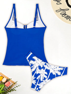 Swim Lushoire Conjuntos de Roupa de Praia Feminina, Colete, Camisole, Maiô Bikini, Elegante Estilo Retrô Férias 2 Peças, Decoração de Metal, Roupa de Praia de Verão