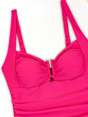 Swim Lushoire Conjuntos de Roupa de Praia Feminina, Colete, Camisole, Maiô Bikini, Elegante Estilo Retrô Férias 2 Peças, Decoração de Metal, Roupa de Praia de Verão