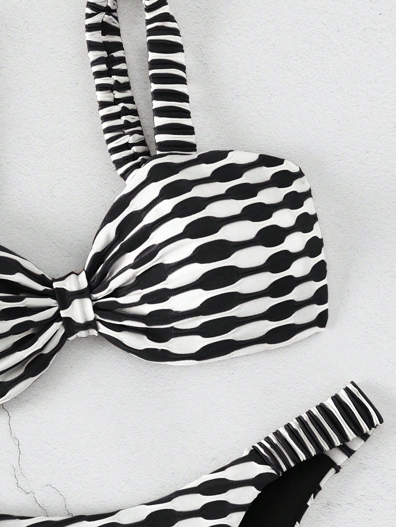 SHEIN Swim Conjunto de Bikini com Estampa de Praia de Verão e Amarrado na Frente