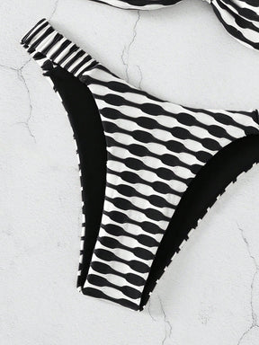 SHEIN Swim Conjunto de Bikini com Estampa de Praia de Verão e Amarrado na Frente