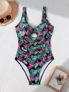 Swim Vcay Maiô Floral Recortado Estampado para Mulheres, Elegante e Sexy para Férias