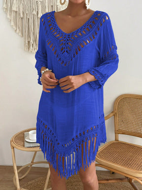 Swim Vcay Capa Tricotada Vazada Feminina, Moda Simples Casual para Férias