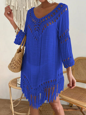 Swim Vcay Capa Tricotada Vazada Feminina, Moda Simples Casual para Férias