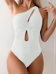 Swim Basics Maiô Sólido Feminino de Um Peça com Decote Halter e Recorte Sexy, para Férias de Verão