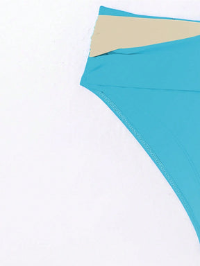 SHEIN Swim Conjunto de Bikini feminino com detalhe transversal em blocos de cores para o verão na praia