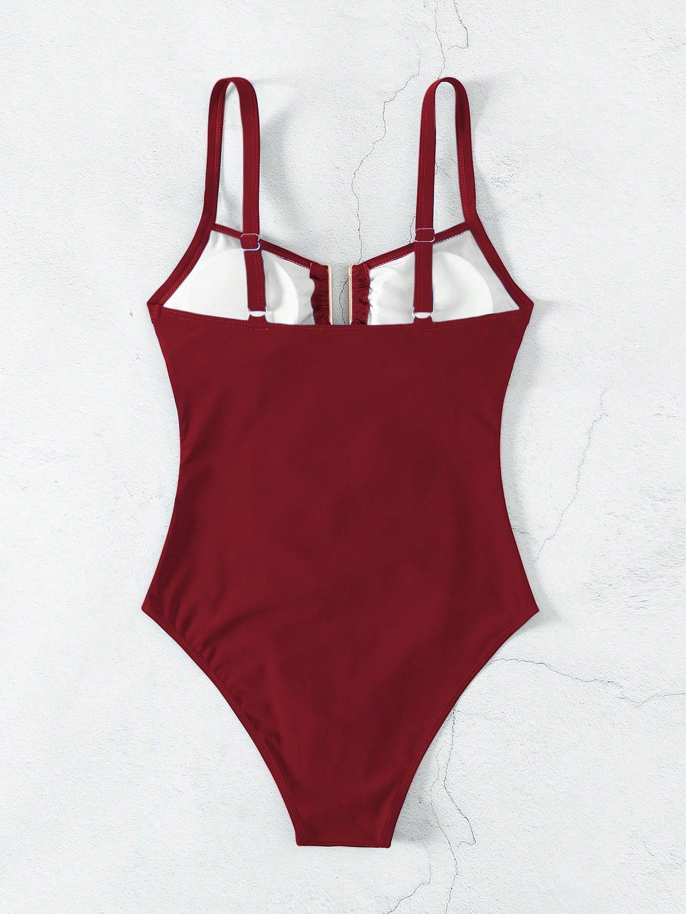 SHEIN Swim Maiô Feminino de Cor Sólida Com Decote em U e Recorte, Verão