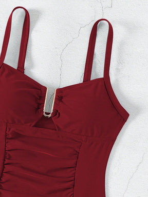 SHEIN Swim Maiô Feminino de Cor Sólida Com Decote em U e Recorte, Verão