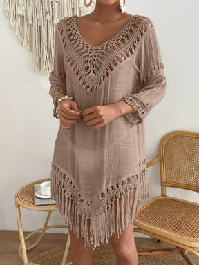 Swim Vcay Capa Tricotada Vazada Feminina, Moda Simples Casual para Férias