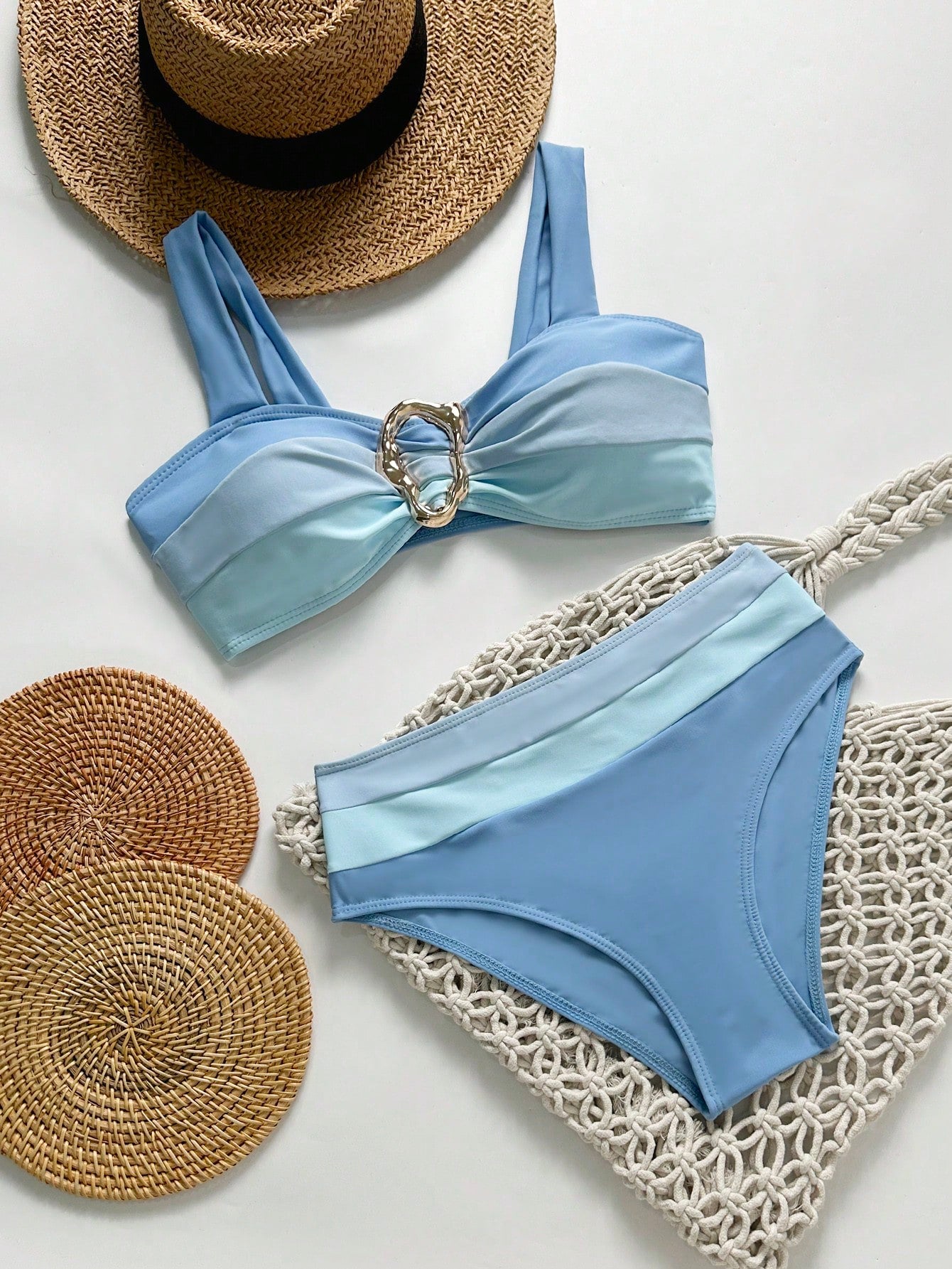 Swim Lushoire Novo Maiô Bikini Fashionista Sexy Recortado Colorido, Conjunto de Maiô de Cintura Alta, Maiô Retrátil Charmoso de Verão