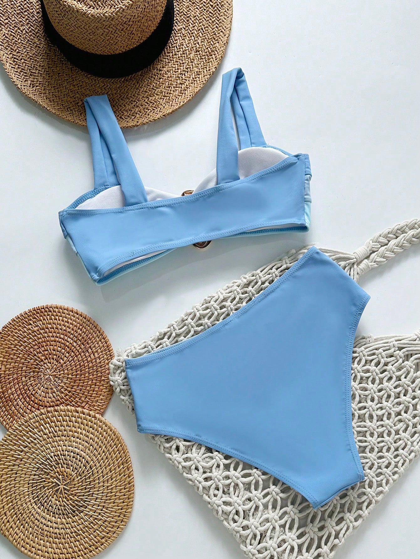 Swim Lushoire Novo Maiô Bikini Fashionista Sexy Recortado Colorido, Conjunto de Maiô de Cintura Alta, Maiô Retrátil Charmoso de Verão