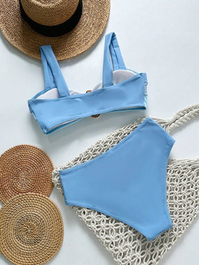 Swim Lushoire Novo Maiô Bikini Fashionista Sexy Recortado Colorido, Conjunto de Maiô de Cintura Alta, Maiô Retrátil Charmoso de Verão