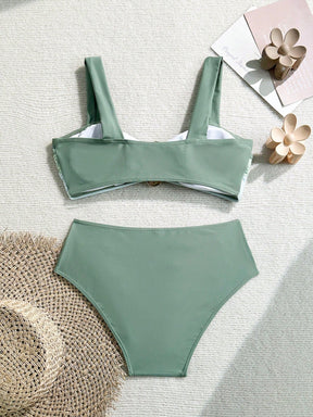 Swim Lushoire Novo Maiô Bikini Fashionista Sexy Recortado Colorido, Conjunto de Maiô de Cintura Alta, Maiô Retrátil Charmoso de Verão