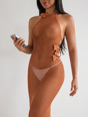 Swim Chiccia Vestido Crochê Backless SHEINxMelMaia Feminino