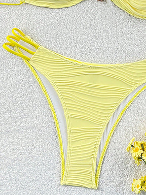 SHEIN Swim Conjunto de Maiô Bikini sexy feminino com recortes e drapeados em bloco de cores para praia de verão