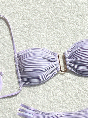 SHEIN Swim Conjunto de Maiô Bikini sexy feminino com recortes e drapeados em bloco de cores para praia de verão