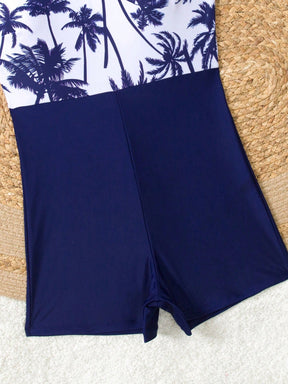 Swim Lushoire Coqueiro Estampado Cruzado Nas Costas Maiô Peça Única Carnaval