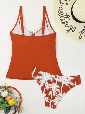 Swim Lushoire Conjuntos de Roupa de Praia Feminina, Colete, Camisole, Maiô Bikini, Elegante Estilo Retrô Férias 2 Peças, Decoração de Metal, Roupa de Praia de Verão