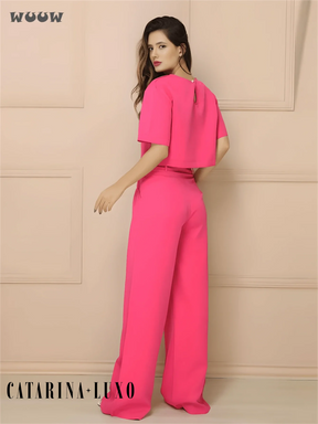 Conjunto Alfaiataria T-Shirt E Calça Pantalona Betina