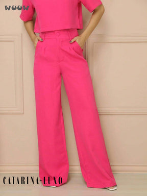 Conjunto Alfaiataria T-Shirt E Calça Pantalona Betina