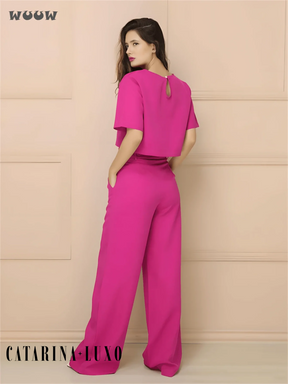 Conjunto Alfaiataria T-Shirt E Calça Pantalona Betina