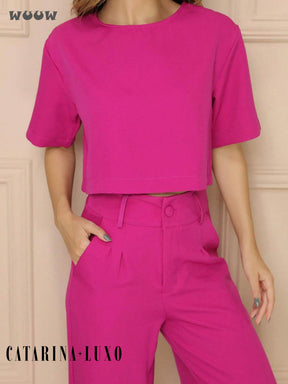 Conjunto Alfaiataria T-Shirt E Calça Pantalona Betina
