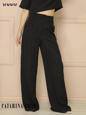 Conjunto Alfaiataria T-Shirt E Calça Pantalona Betina