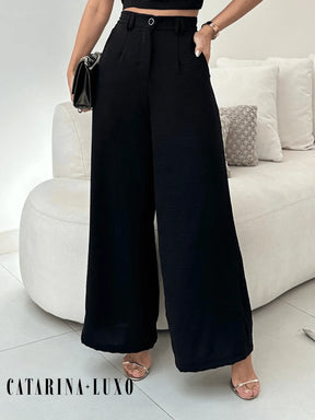 Conjunto Calça Pantalona E Cropped Tomara Que Caia Miriam