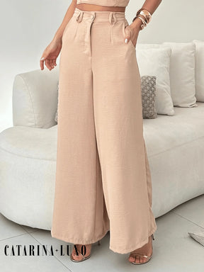 Conjunto Calça Pantalona E Cropped Tomara Que Caia Miriam