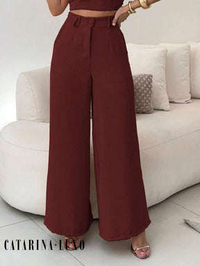 Conjunto Calça Pantalona E Cropped Tomara Que Caia Miriam