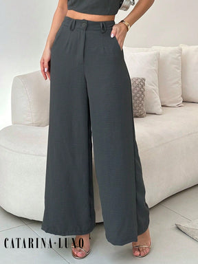 Conjunto Calça Pantalona E Cropped Tomara Que Caia Miriam
